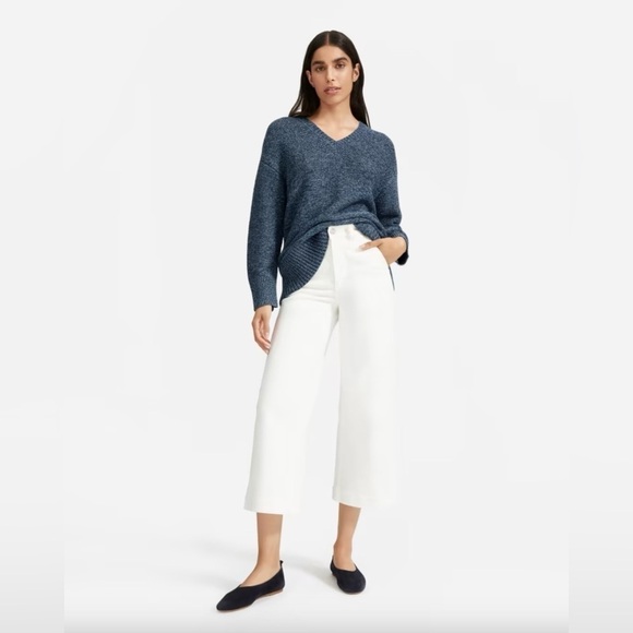 EVERLANE The Link Stitch V Neck Sweater Blue Small - Picture 2 of 12